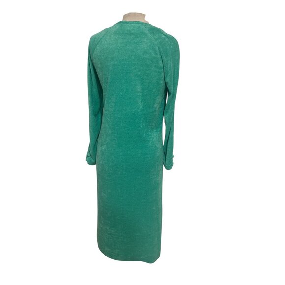 Vintage Kay Windsor Green Terry Knit Midi Dress Union Made USA Size 5 - Picture 5 of 10